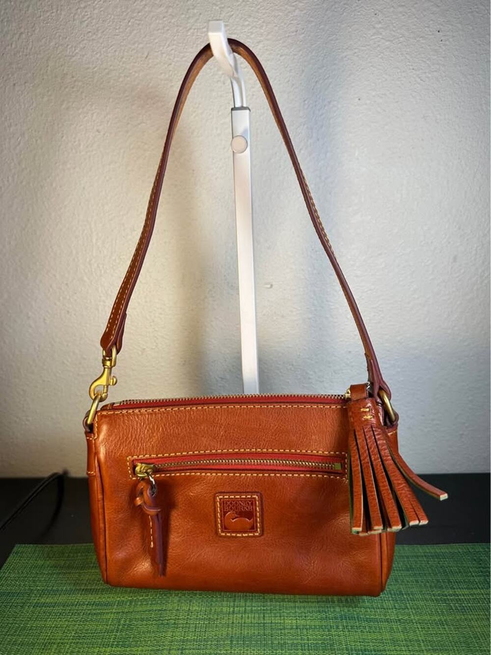 Dooney & Bourke Florentine Leather Small Pocket Shoulder Bag – Tan NWOT